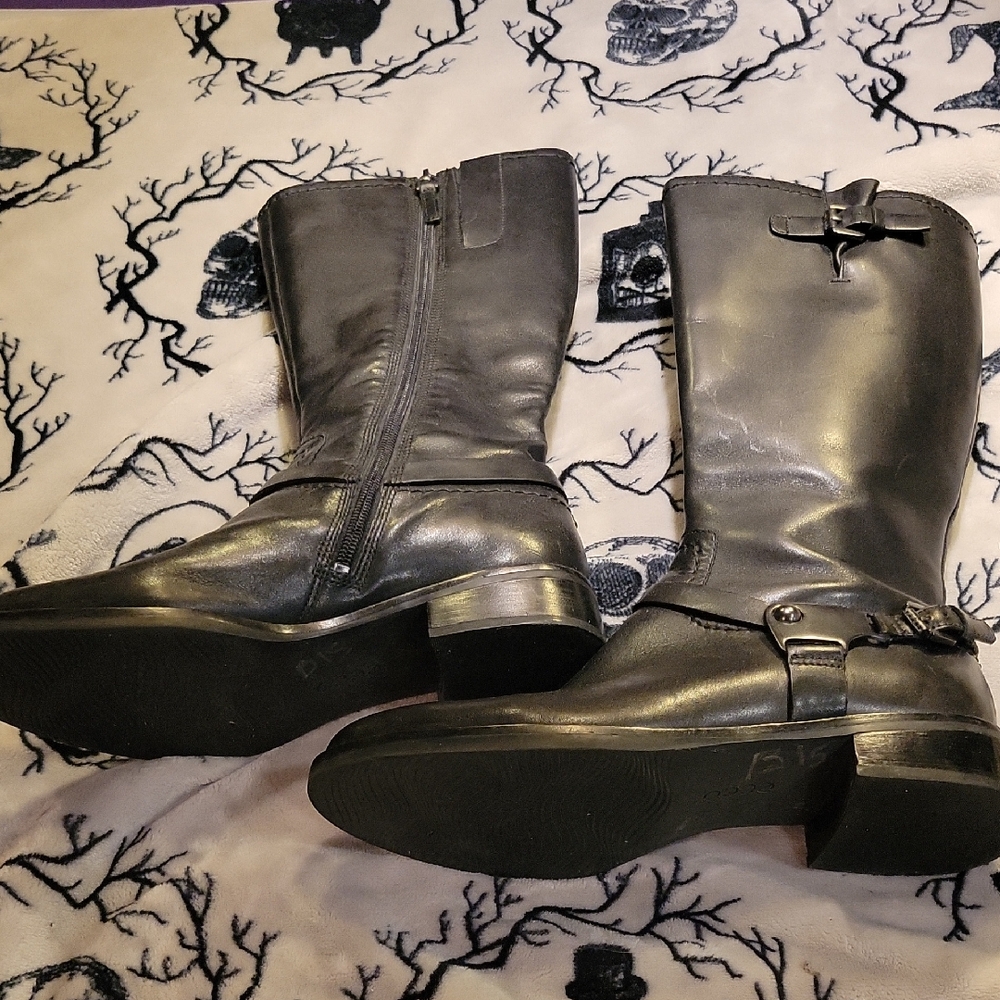 Ecco Black Leather Combat Boots